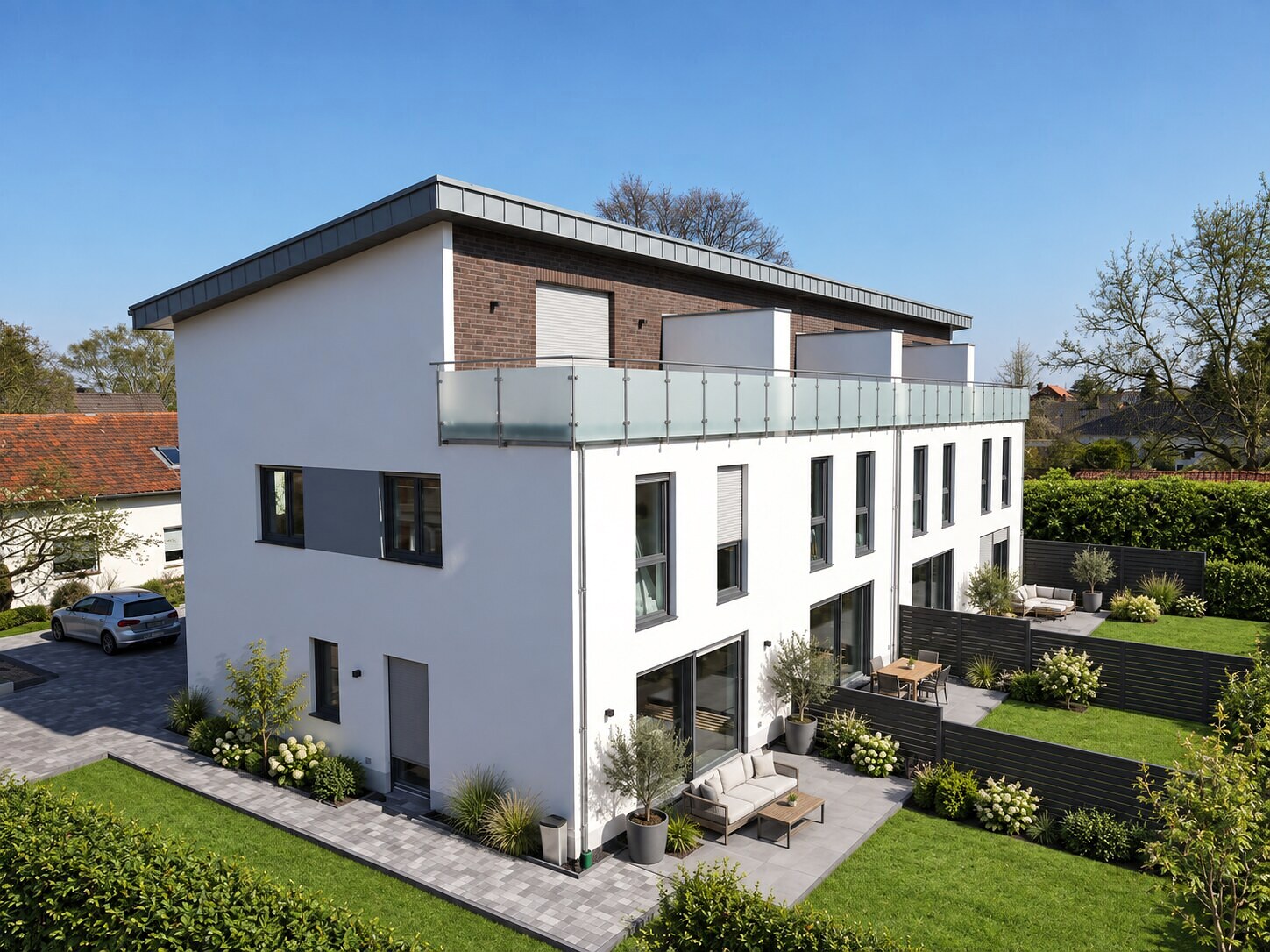Außenansicht einer Townhauszeile in Barsinghausen